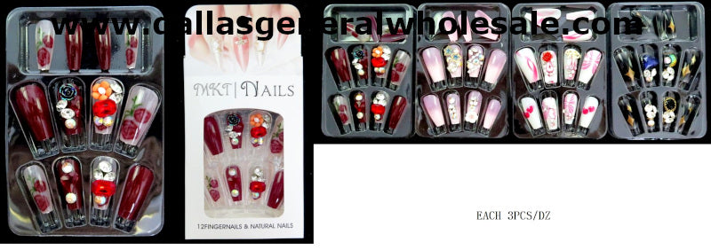 3D Rose Fake Long Nails Set Wholesale