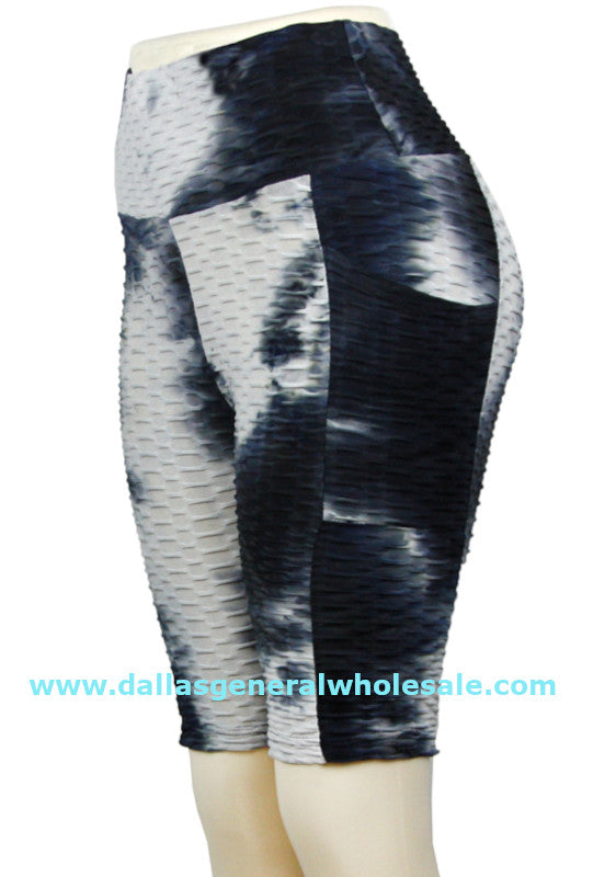 Waffle Tie Dye Biker Capris Wholesale