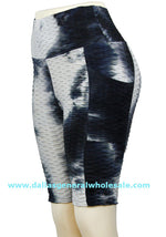 Waffle Tie Dye Biker Capris Wholesale