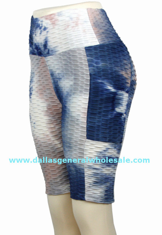 Waffle Tie Dye Biker Capris Wholesale