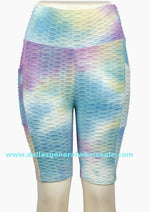 Waffle Tie Dye Biker Capris Wholesale