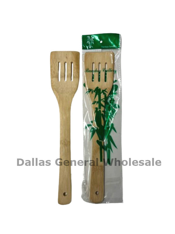 12" Slotted Bamboo Spatulas Wholesale