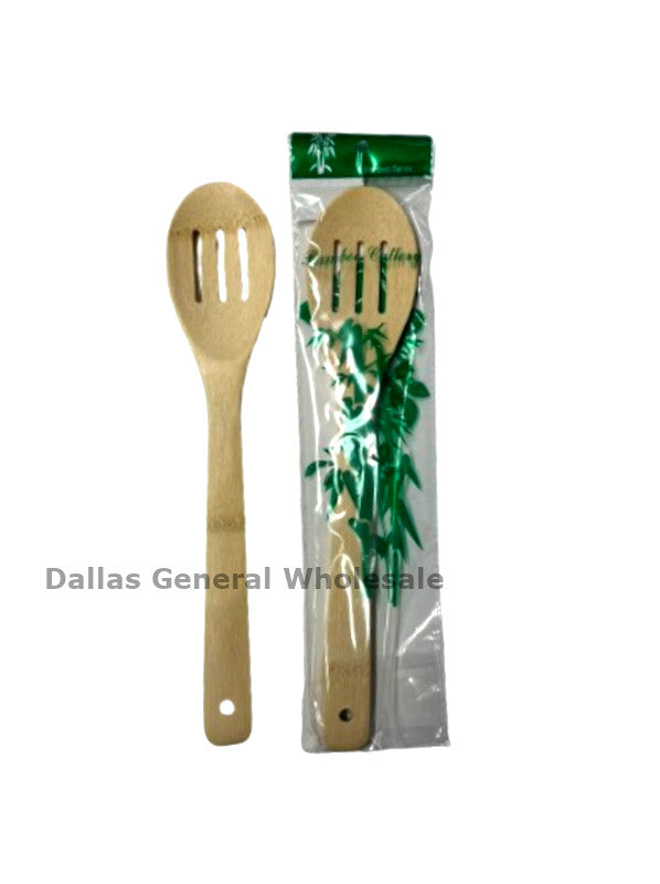 12" Bamboo Slotted Ladles Wholesale