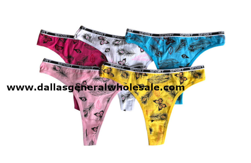 Ladies Cute Peacock Cotton Thongs Wholesale