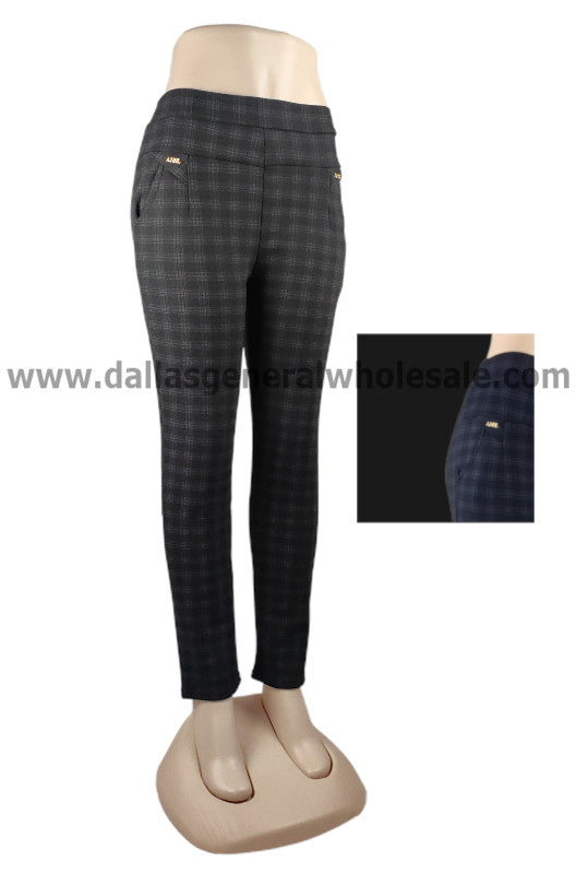 Fashion Plaid Thermal Pull On Pants Wholesale