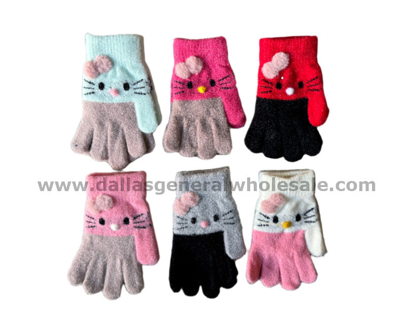 Little Girls Cute Kitty Gloves Wholesale