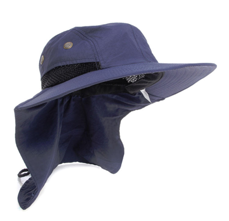 DeliaWinterfel Summer Sun Hat UPF50+ Bucket Hats with Detachable Neck Flap Aqua Blue 3-7t